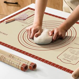 Further Thick Silicone Baking Mat (26×16 inches) with Measurements – Non-Slip and Reusable, Good for Cookies, Bread, and Pastry