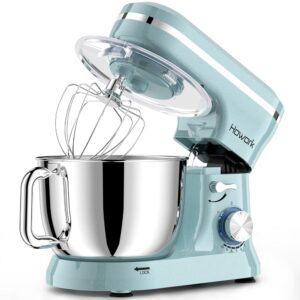 HOWORK Electrical Stand Mixer with 10+ Speeds, 6.5QT Stainless Metal Bowl, Dough Hook, Wire Whip, and Beater – Excellent for Dwelling Cooks, Blue