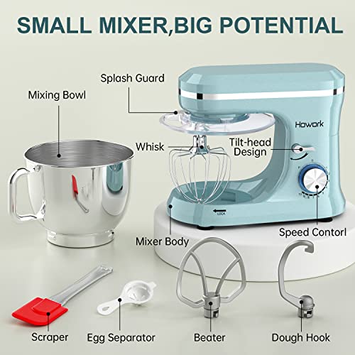 HOWORK Electrical Stand Mixer with 10+ Speeds, 6.5QT Stainless Metal Bowl, Dough Hook, Wire Whip, and Beater - Excellent for Dwelling Cooks, Blue