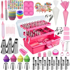 Tingjia 274-Piece Cake Adorning Provides Package: Full Baking Equipment with Storage Case – Consists of Piping Luggage and Icing Suggestions – Very best for Cupcake, Cookie, and Fondant…